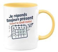 quotedazur - Mug Humour Je Réponds Toujours Présent (Sauf Le Lundi Matin) Cadeau Départ Collègue