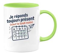 quotedazur - Mug Humour Je Réponds Toujours Présent (Sauf Le Lundi Matin) Cadeau Départ Collègue