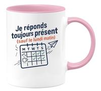 quotedazur - Mug Humour Je Réponds Toujours Présent (Sauf Le Lundi Matin) Cadeau Départ Collègue