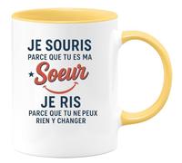 quotedazur - Mug Humour Je Souris Parce Que Tu Es Ma Soeur Ris Ne Peux Rien Y Changer Idée Cadeau Originale Pour En Tasse Élégante