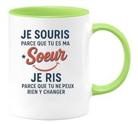 quotedazur - Mug Humour Je Souris Parce Que Tu Es Ma Soeur Ris Ne Peux Rien Y Changer Idée Cadeau Originale Pour En Tasse Élégante