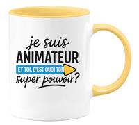 quotedazur - Mug Humour Je Suis Animateur, Et Toi Quel Est Ton Super Pouvoir Cadeau Unique Tasse Pour Original Pratique Au Quotidien