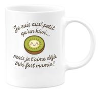 quotedazur - Mug Humour Je Suis Aussi Petit Qu'un Kiwi ... Mais Je T'aime Déjà Très Fort Mamie ! - Cadeau Tendre Pour Mamie - Tasse Personnalisée Et Unique
