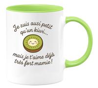 quotedazur - Mug Humour Je Suis Aussi Petit Qu'un Kiwi ... Mais Je T'aime Déjà Très Fort Mamie ! - Cadeau Tendre Pour Mamie - Tasse Personnalisée Et Unique
