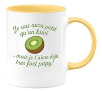 quotedazur - Mug Humour Je Suis Aussi Petit Qu'un Kiwi Mais Je T'aime Déjà Très Fort Papy ! - Cadeau Mug Personnalisé Pour Papy, Tasse Maman Enfant