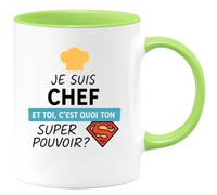 quotedazur - Mug Humour Je Suis Chef, Et Toi, Quel Est Ton Super Pouvoir Cadeau Parfait Pour Amateurs De Tasse Unique Originale Au Bureau