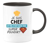 quotedazur - Mug Humour Je Suis Chef, Et Toi, Quel Est Ton Super Pouvoir Cadeau Parfait Pour Amateurs De Tasse Unique Originale Au Bureau