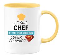 quotedazur - Mug Humour Je Suis Chef, Et Toi, Quel Est Ton Super Pouvoir Cadeau Parfait Pour Amateurs De Tasse Unique Originale Au Bureau