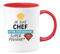 quotedazur - Mug Humour Je Suis Chef, Et Toi, Quel Est Ton Super Pouvoir Cadeau Parfait Pour Amateurs De Tasse Unique Originale Au Bureau