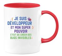 quotedazur - Mug Humour Je suis développeur et mon super pouvoir c'est de créer des bugs invisibles - Cadeau Développeur informatique Homme