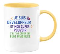 quotedazur - Mug Humour Je suis développeur et mon super pouvoir c'est de créer des bugs invisibles - Cadeau Développeur informatique Homme