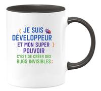 quotedazur - Mug Humour Je suis développeur et mon super pouvoir c'est de créer des bugs invisibles - Cadeau Développeur informatique Homme