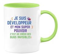 quotedazur - Mug Humour Je suis développeur et mon super pouvoir c'est de créer des bugs invisibles - Cadeau Développeur informatique Homme