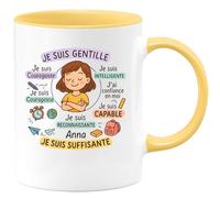 quotedazur - Mug Humour Je Suis Gentile, Courageuse, Intelligente, Confiante, Capable, Aimée, Reconnaissante, Suffisante - Idée Cadeau Parfaite Tasse Inspiration Positive Motivation