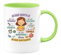 quotedazur - Mug Humour Je Suis Gentile, Courageuse, Intelligente, Confiante, Capable, Aimée, Reconnaissante, Suffisante Idée Cadeau Parfaite Tasse Inspiration Positive Motivation