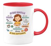 quotedazur - Mug Humour Je Suis Gentile, Courageuse, Intelligente, Confiante, Capable, Aimée, Reconnaissante, Suffisante - Idée Cadeau Parfaite Tasse Inspiration Positive Motivation