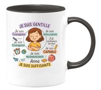 quotedazur - Mug Humour Je Suis Gentile, Courageuse, Intelligente, Confiante, Capable, Aimée, Reconnaissante, Suffisante - Idée Cadeau Parfaite Tasse Inspiration Positive Motivation