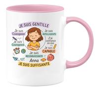 quotedazur - Mug Humour Je Suis Gentile, Courageuse, Intelligente, Confiante, Capable, Aimée, Reconnaissante, Suffisante Idée Cadeau Parfaite Tasse Inspiration Positive Motivation