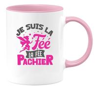 quotedazur - Mug Humour Je Suis La Fée, La Fée Pachier - Tasse Cadeau Humour Femme - Rose/Céramique