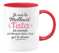 quotedazur - Mug Humour Je Suis La Meilleure Tata Du Monde C'est Morgane, Kylian, Enzo Qui Le Disent Cadeau Original Tasse Pour Unique