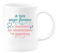quotedazur - Mug Humour Je suis sage-femme, je transforme les contractions en sourires - Cadeau Sage Femme Femme