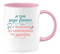 quotedazur - Mug Humour Je suis sage-femme, je transforme les contractions en sourires - Cadeau Sage Femme Femme
