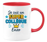 quotedazur - Mug Humour Je Suis Un Super Collègue Enzo - Tasse Personnalisée Cadeau Original - Cadeau Original Pour Collègue En Tasse Personnalisée Unique Et Élégante