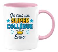 quotedazur - Mug Humour Je Suis Un Super Collègue Enzo - Tasse Personnalisée Cadeau Original - Cadeau Original Pour Collègue En Tasse Personnalisée Unique Et Élégante