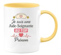 quotedazur - Mug Humour Je Suis Une Aide-Soignante Au Top Prénom Cadeau Parfait Pour Tasse Fier Métier