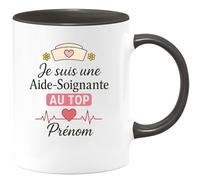 quotedazur - Mug Humour Je Suis Une Aide-Soignante Au Top Prénom Cadeau Parfait Pour Tasse Fier Métier