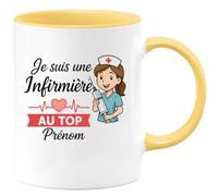 quotedazur - Mug Humour Je Suis Une Infirmière Au Top Prénom - Cadeau Tasse Personnalisée Pour Femme Infirmière Exceptionnelle