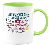 quotedazur - Mug Humour Je survis aux gardes de 12h, ton opinion je m'en fiche - Cadeau Infirmière Femme