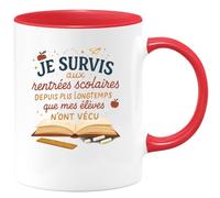 quotedazur - Mug Humour Je survis aux rentrées scolaires depuis plus longtemps que mes élèves n'ont vécu - Cadeau Maître d'école Homme