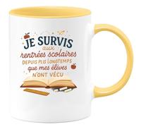 quotedazur - Mug Humour Je survis aux rentrées scolaires depuis plus longtemps que mes élèves n'ont vécu - Cadeau Maître d'école Homme