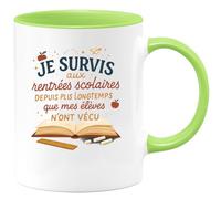 quotedazur - Mug Humour Je survis aux rentrées scolaires depuis plus longtemps que mes élèves n'ont vécu - Cadeau Maître d'école Homme