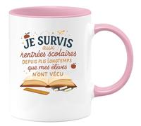 quotedazur - Mug Humour Je survis aux rentrées scolaires depuis plus longtemps que mes élèves n'ont vécu - Cadeau Maître d'école Homme
