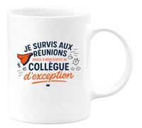 quotedazur - Mug Humour Je survis aux réunions grâce à mon statut de collègue d'exception - Cadeau Collègue Homme