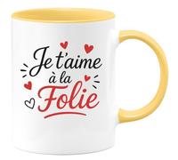 quotedazur - Mug Humour Je T'aime À La Folie Cadeau Romantique Tasse Amour Passion Pour Elle Au Quotidien