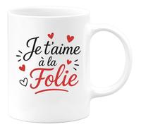 quotedazur - Mug Humour Je T'aime À La Folie Cadeau Romantique Tasse Amour Passion Pour Elle Au Quotidien