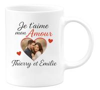 quotedazur - Mug Humour Je T'aime Mon Amour Thierry Et Émilie - Déclaration Pleine D'amour - Cadeau Romantique Pour Homme Avec Tasse Personnalisée Unique