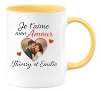 quotedazur - Mug Humour Je T'aime Mon Amour Thierry Et Émilie - Déclaration Pleine D'amour - Cadeau Romantique Pour Homme Avec Tasse Personnalisée Unique