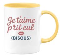 quotedazur - Mug Humour Je T'aime P'tit Cul Bisous S Message Doux Et Affectueux Cadeau Original Tasse Romantique Pour Femmes Amoureuses