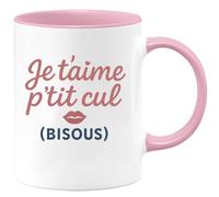 quotedazur - Mug Humour Je T'aime P'tit Cul Bisous S Message Doux Et Affectueux Cadeau Original Tasse Romantique Pour Femmes Amoureuses