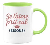 quotedazur - Mug Humour Je T'aime P'tit Cul Bisous S Message Doux Et Affectueux Cadeau Original Tasse Romantique Pour Femmes Amoureuses
