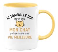 quotedazur - Mug Humour Je Travaille Dur Pour Que Mon Chat Puisse Avoir Une Vie Meilleure Cadeau Parfait Tasse Les Amateurs De Félins