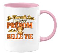 quotedazur - Mug Humour Je Travaille Dur Pour Que Prénom Profite D'une Belle Vie Cadeau Original Tasse Personnalisée, Idéal Homme Ou Femme