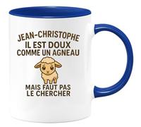 quotedazur - Mug Humour Jean-Christophe Il Est Doux Comme Un Agneau Mais Faut Pas Le Chercher Cadeau Original Tasse Humoristique Pour Homme Unique
