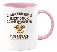 quotedazur - Mug Humour Jean-christophe Il Est Doux Comme Un Agneau Mais Faut Pas Le Chercher - Cadeau Original Tasse Humoristique Pour Homme Unique
