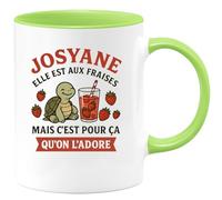 quotedazur - Mug Humour Josyane Elle Est Aux Fraises Mais C'est Pour Ca Qu'on L'adore Cadeau Original Tasse Personnalisée Femme Unique