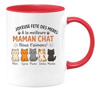 quotedazur - Mug Humour Joyeuse Fête Des Mères À La Meilleure Maman Chat Nous T'aimons Mimi, Tigrou, Plume, Simba, Nala, Minette Cadeau Tasse Originale Et Personnali